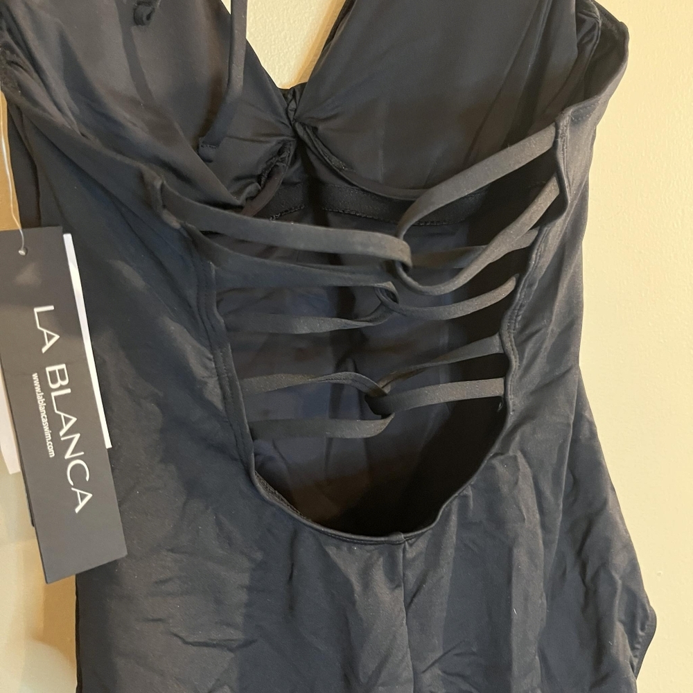La Blanca Island Goddess Underwire Scoop Front Lingerie One Piece - Black 10 - Picture 3 of 9